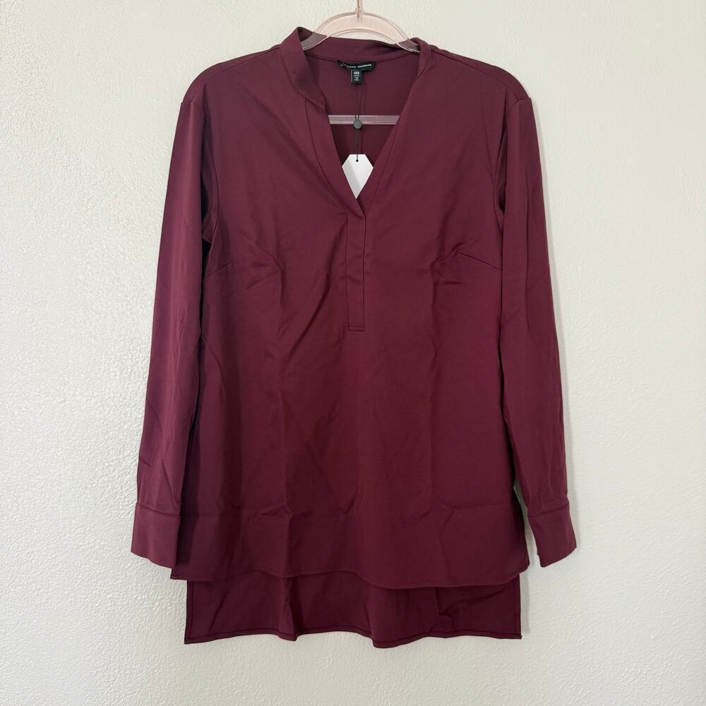 NWT Universal Standard Henley Woven Tunic Top V Neck Modest Fig Purple 4XS 0